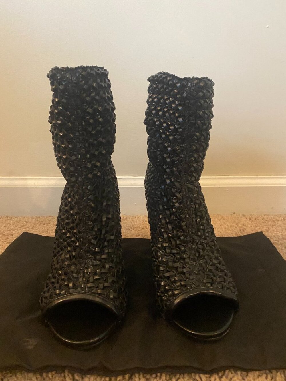 Zara Leather Open Toe Boots Black Size 40